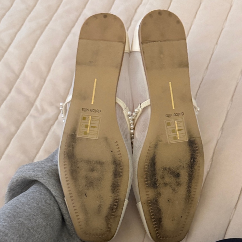 Dolce Vita White Pearl-Embellished Flats - Picture 4 of 4